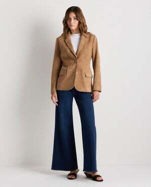 Quince Women's 100% Suede Blazer in Pecan Brown XS new with tags